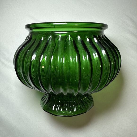 Vintage E O Brody Cleveland Ohio USA Emerald Green Glass Vase Planter 5" H G-105 - Picture 5 of 10